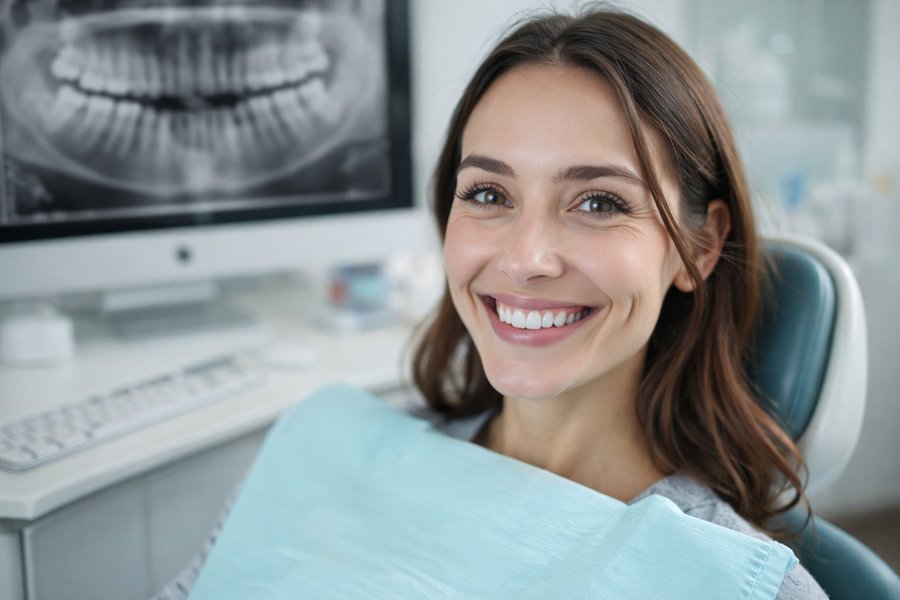 Dentist with patient at POSH Smiles preventive dentistry Ashburn VA